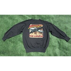 Vtg Indiana Jones The Legend 1989 Black Pullover Sweatshirt Size M Made USA